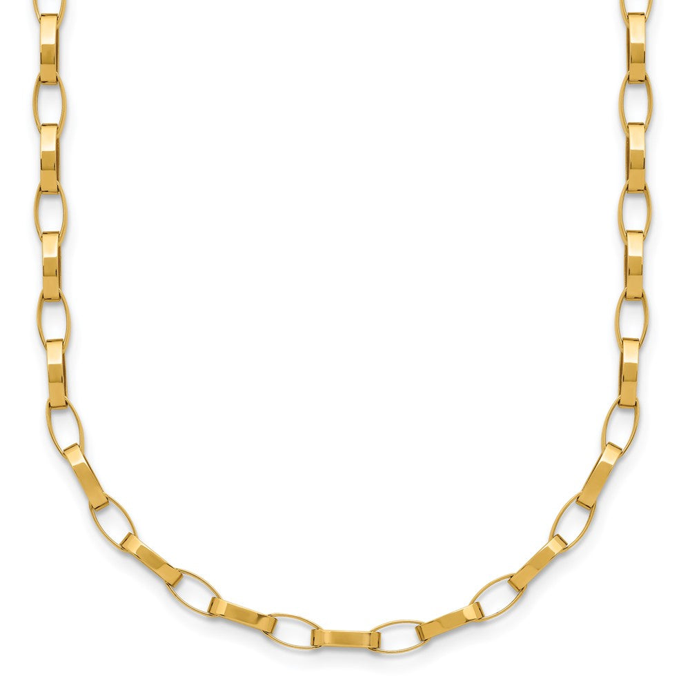 14K Polished Fancy Link with ext. Necklace