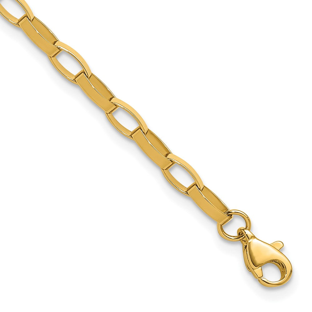 14K Polished Fancy Link with .5in ext. Bracelet