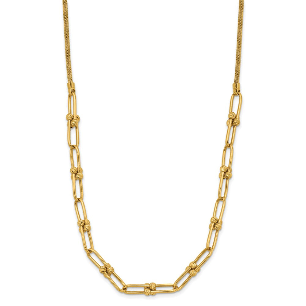 14K Polished and Diamond-cut Fancy Link Necklace