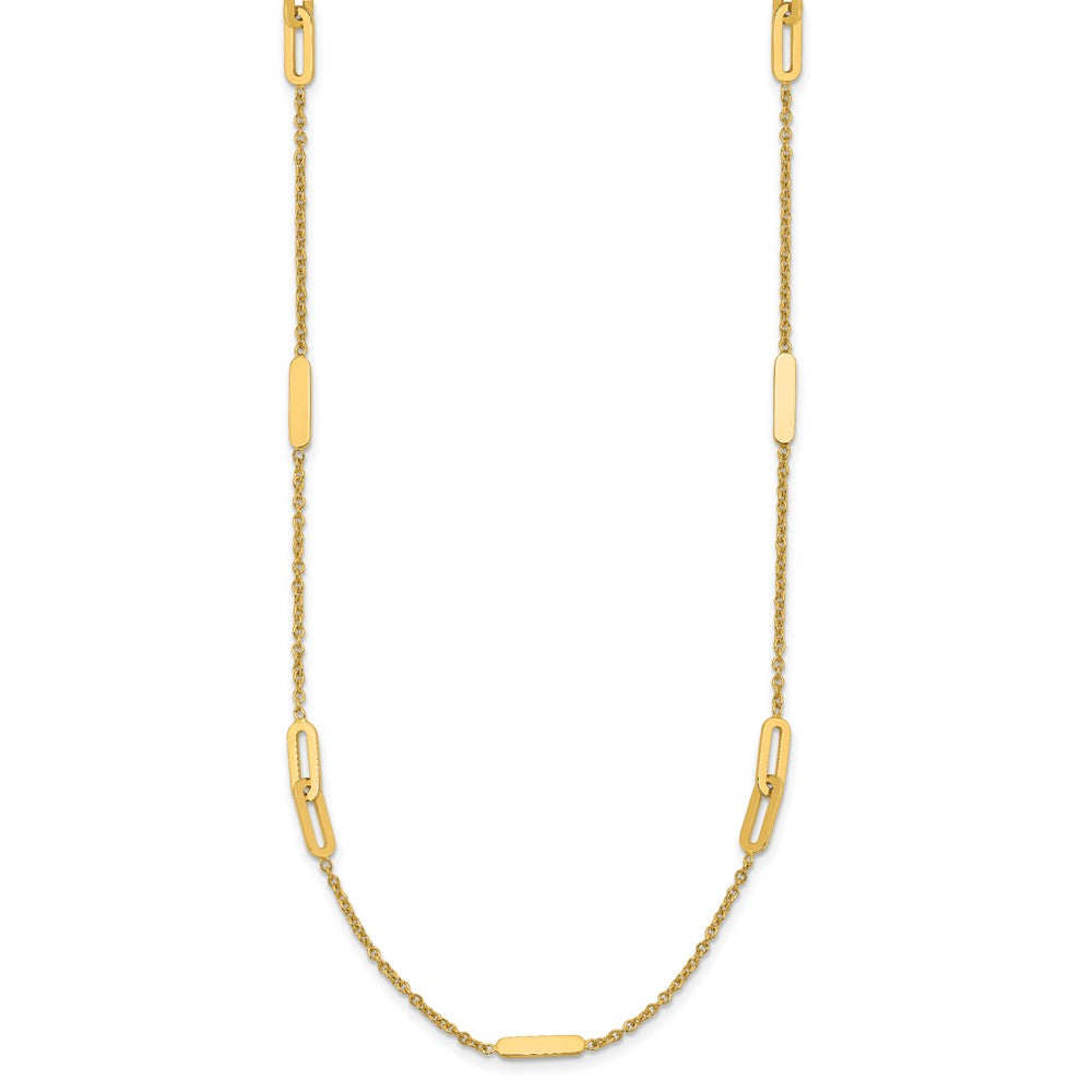 14K Polished Fancy Link with extender Necklace