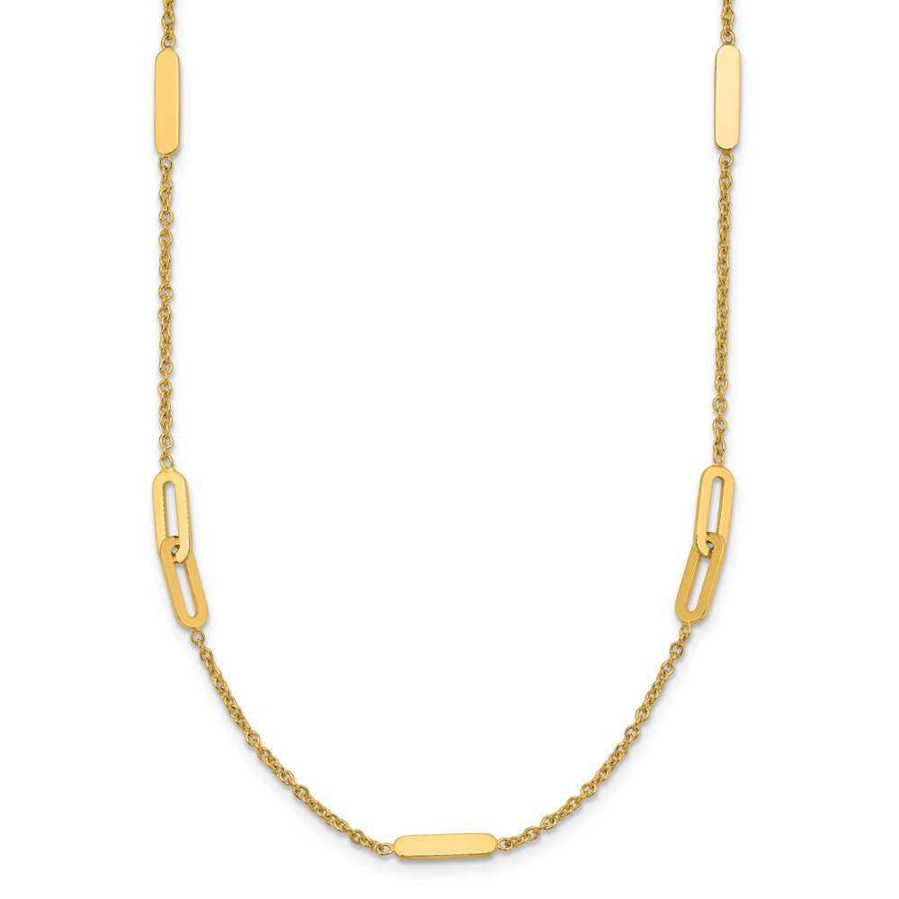 14K Polished Fancy Link with extender Necklace
