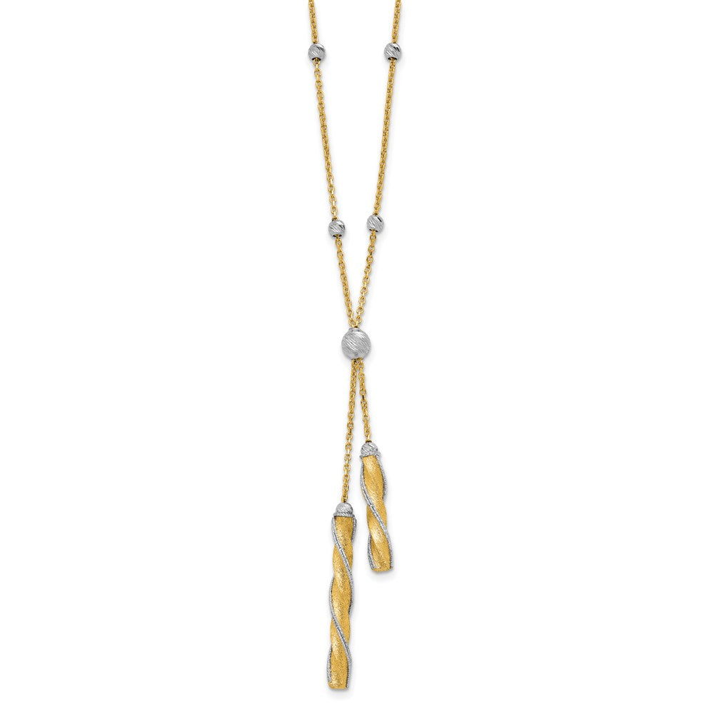 14K Two-tone Polished/Satin/Dia-cut Fancy with ext. Necklace