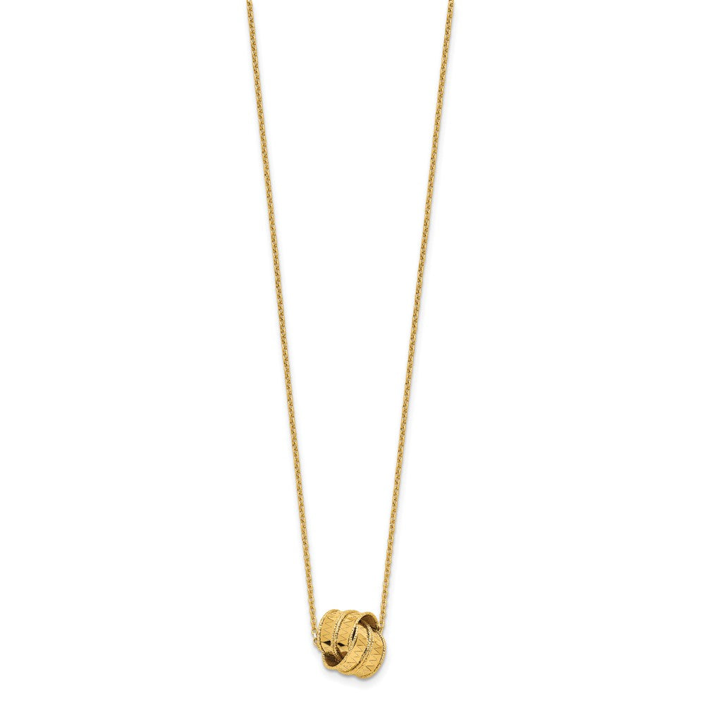 14K Polished and Diamond-cut Fancy Knot with ext. Necklace