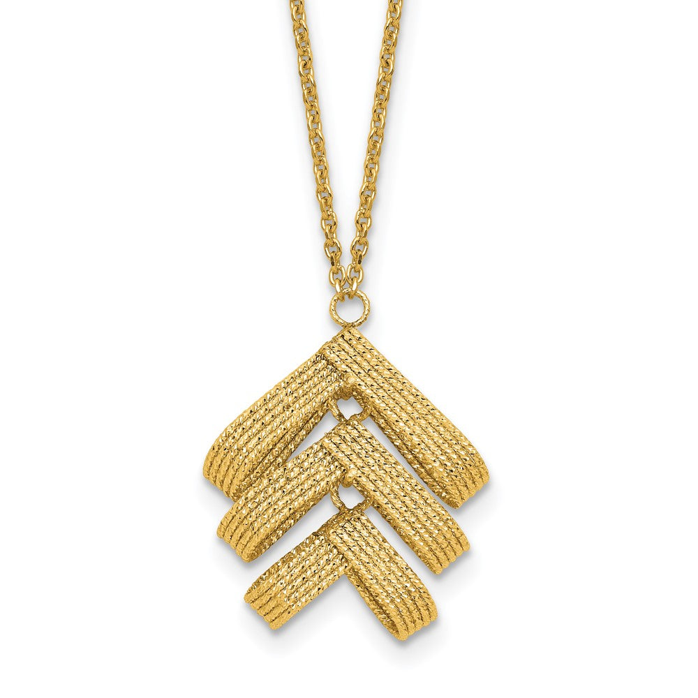 14K Polished and Textured Fancy with ext. Necklace