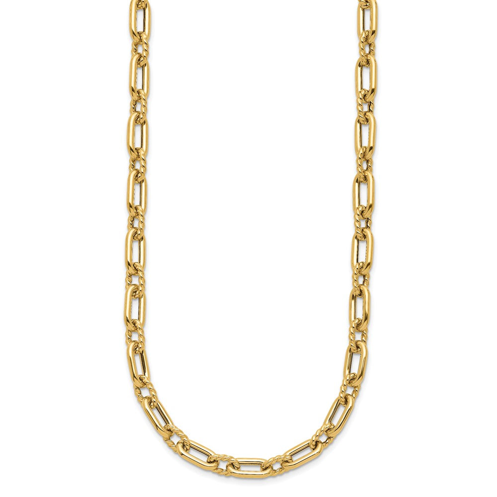 14K Polished & Textured Fancy Link Necklace