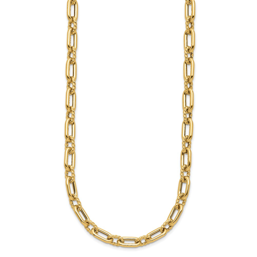 14K Polished and Textured Fancy Link Necklace