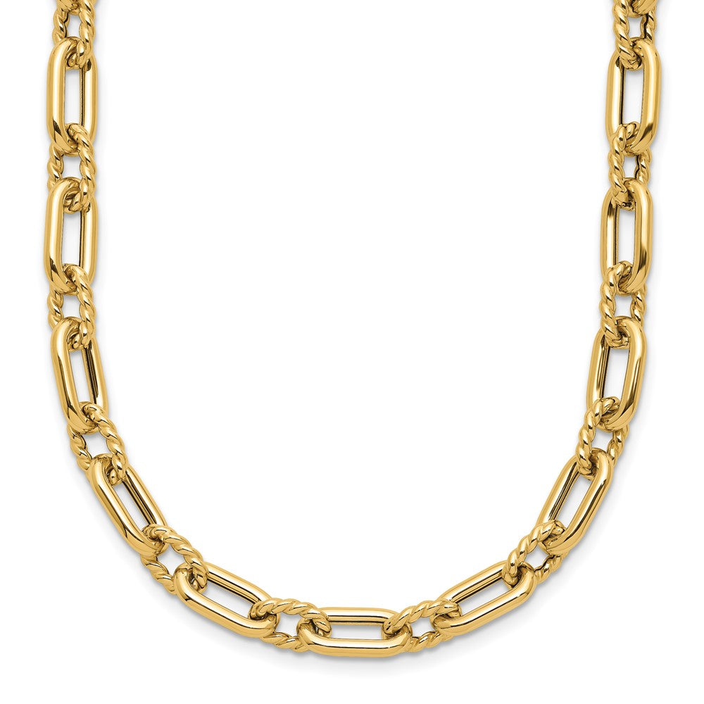14K Polished and Textured Fancy Link Necklace
