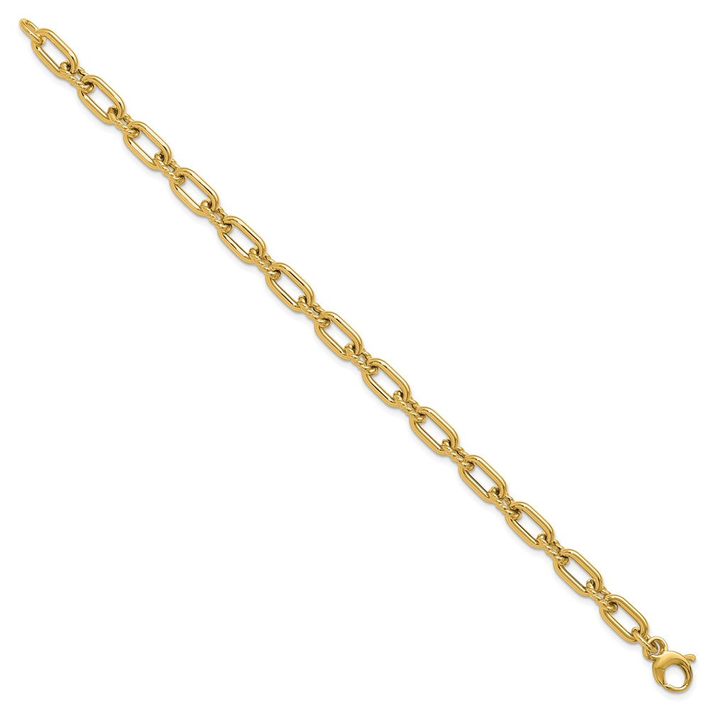 14K Polished and Textured Fancy Link Bracelet