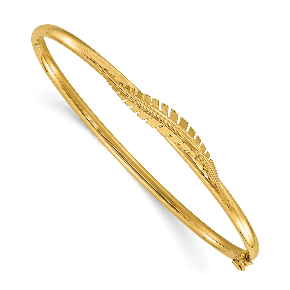 14K Polished Leaf Hinged Bangle