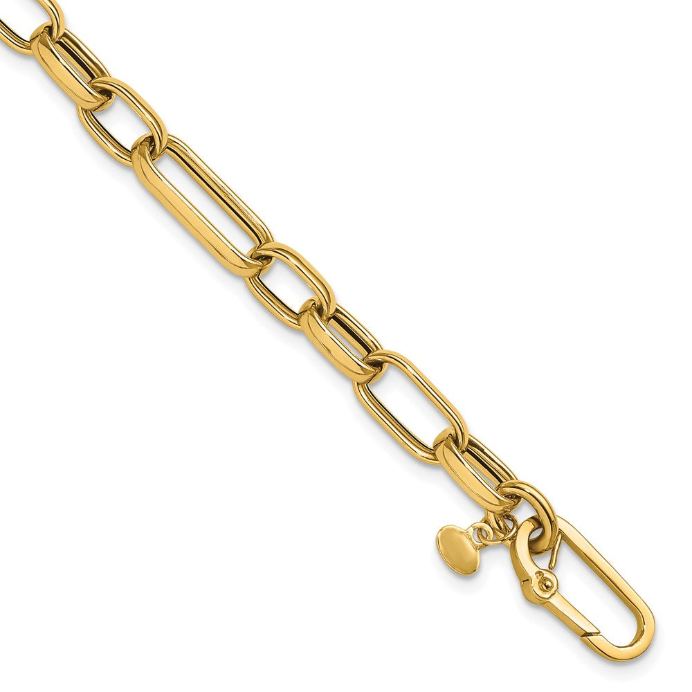14K Polished Fancy Oval Link Bracelet