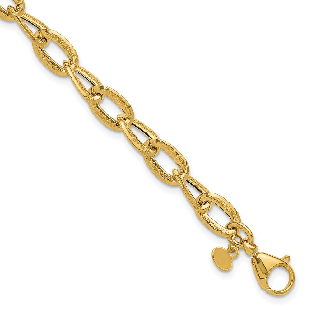 14K Polished and Satin Fancy Link Bracelet