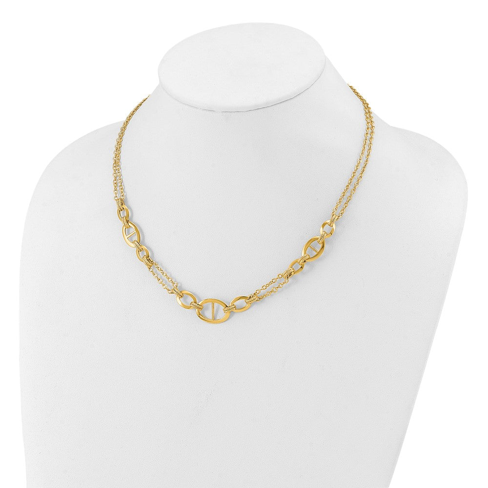 14K Polished Multi-strand Fancy Link Necklace