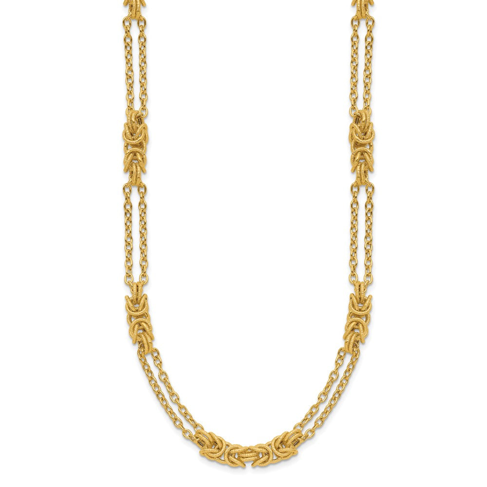 14K Polished and Textured Fancy Link Necklace
