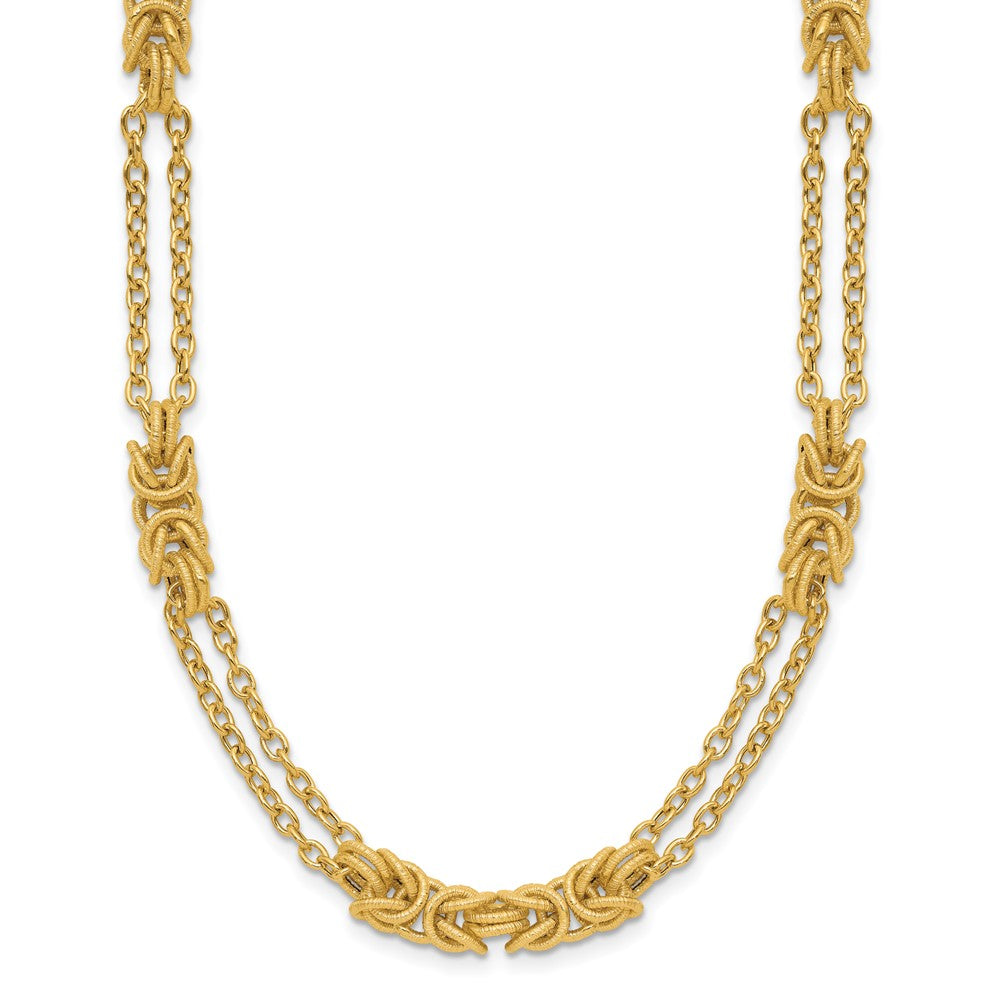 14K Polished and Textured Fancy Link Necklace