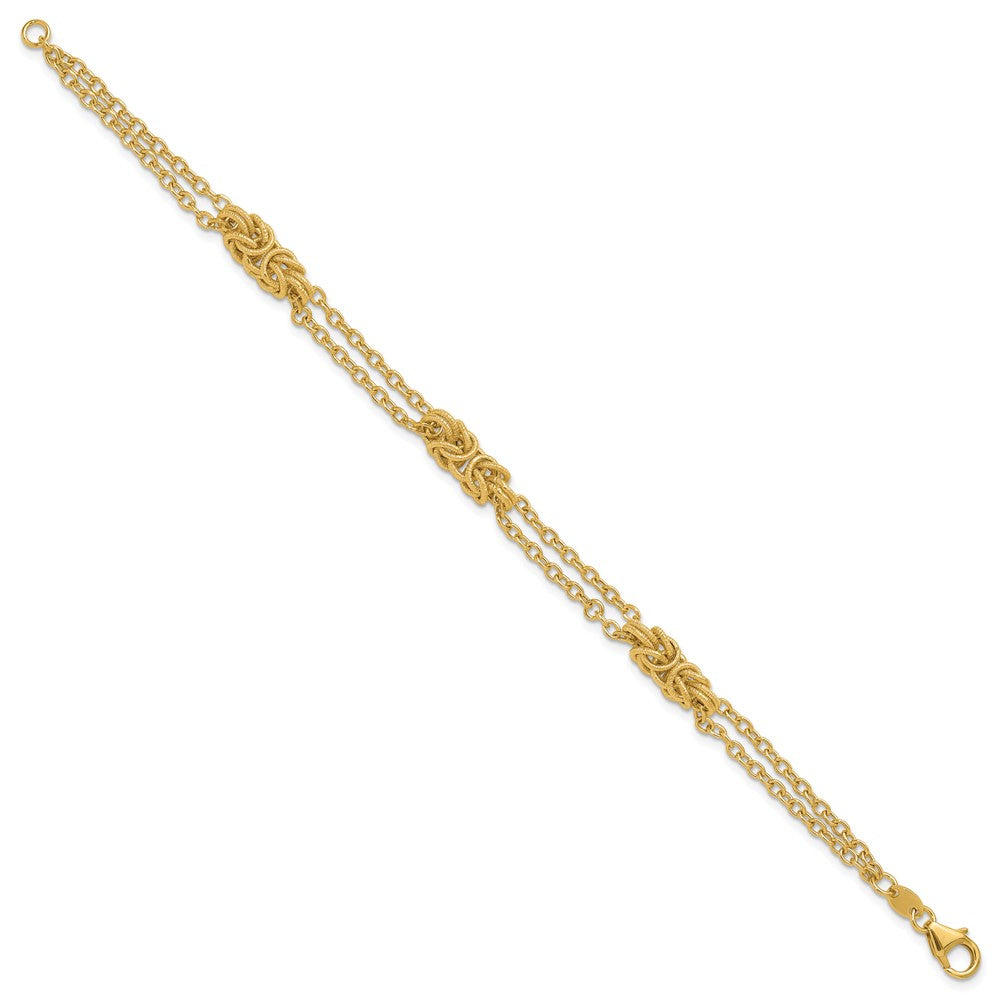 14K Polished and Textured Multi-strand Bracelet