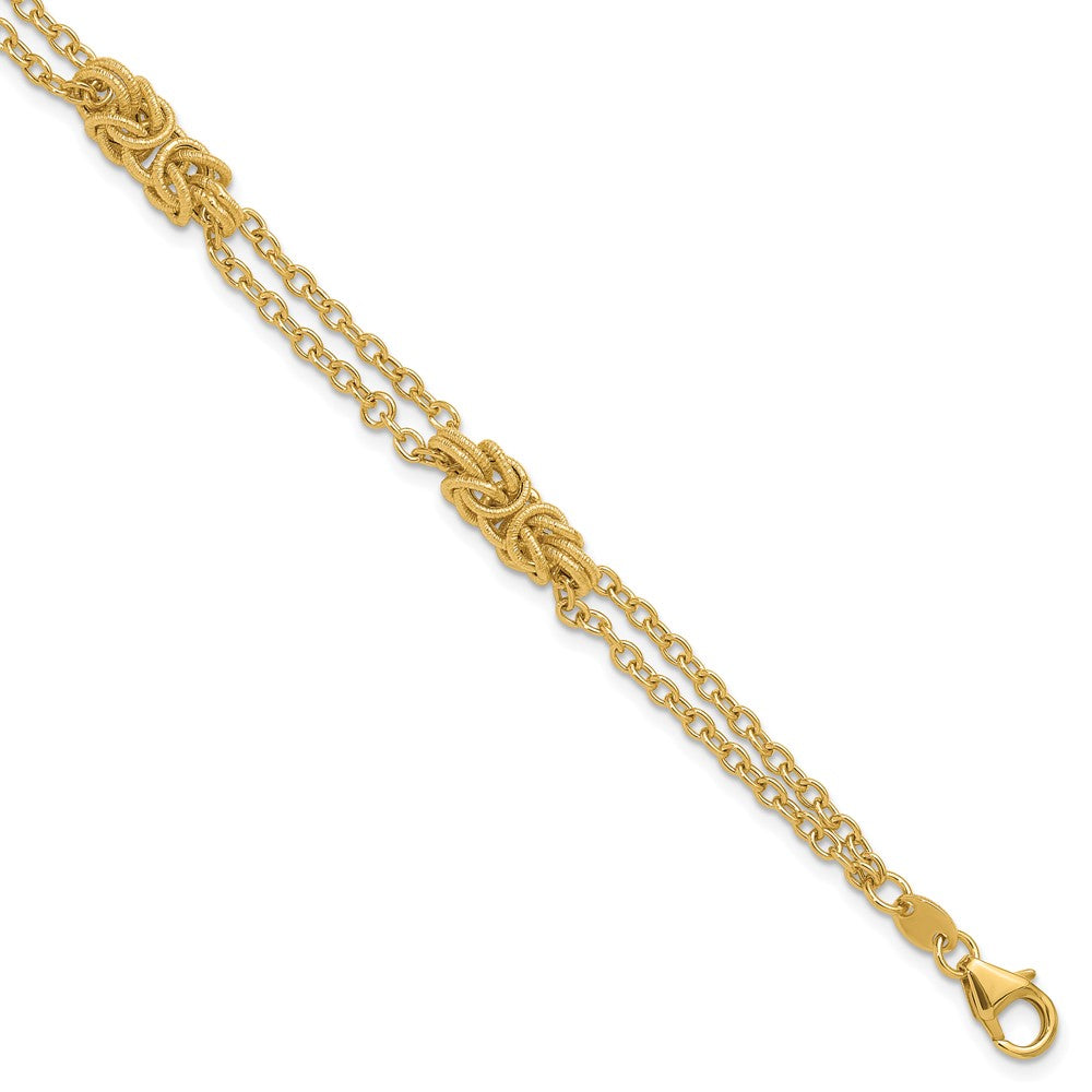 14K Polished and Textured Multi-strand Bracelet