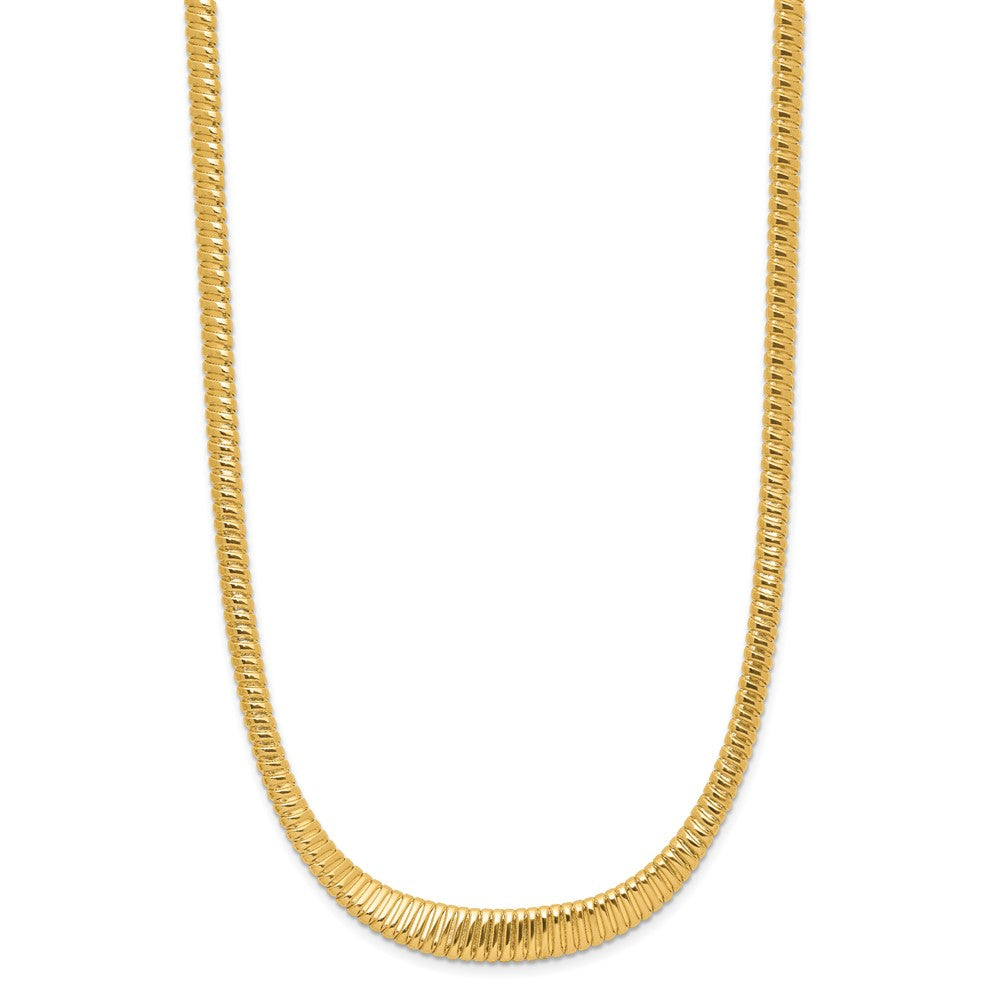 14K Polished and Groove 4 to Graduated Necklace