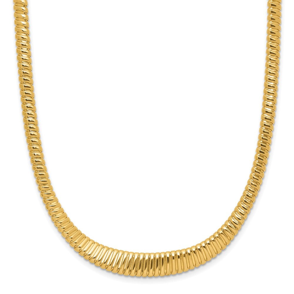 14K Polished Ridged Graduated Necklace