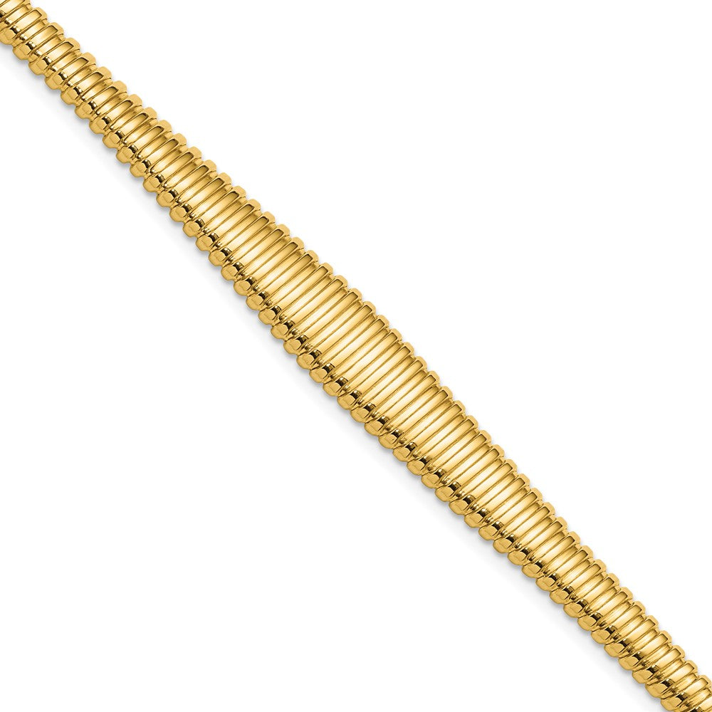 14K Polished Ridged Graduated Bracelet