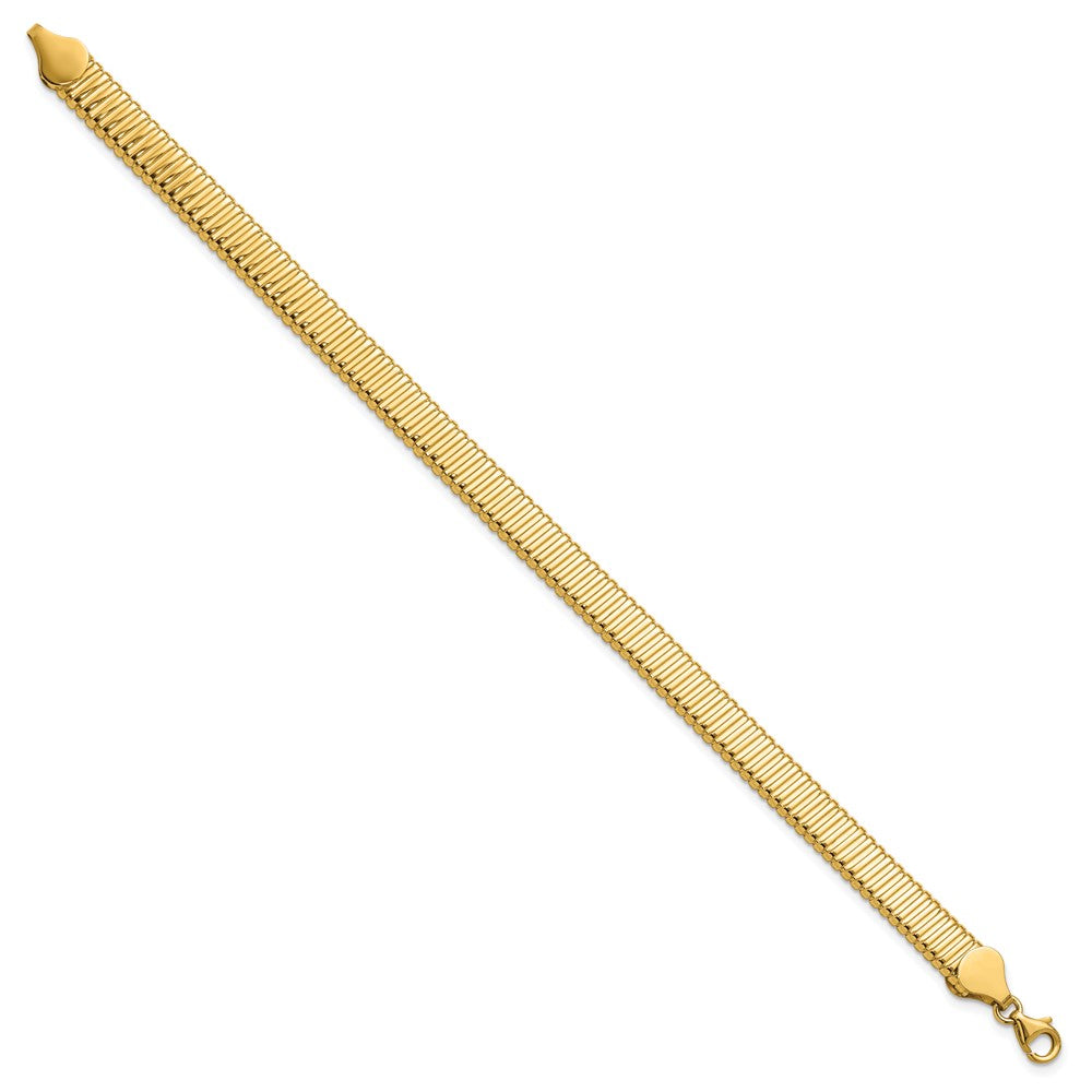 14K Polished and Grooved Link Bracelet