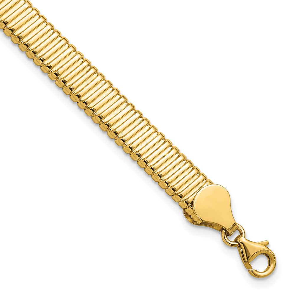 14K Polished and Grooved Link Bracelet