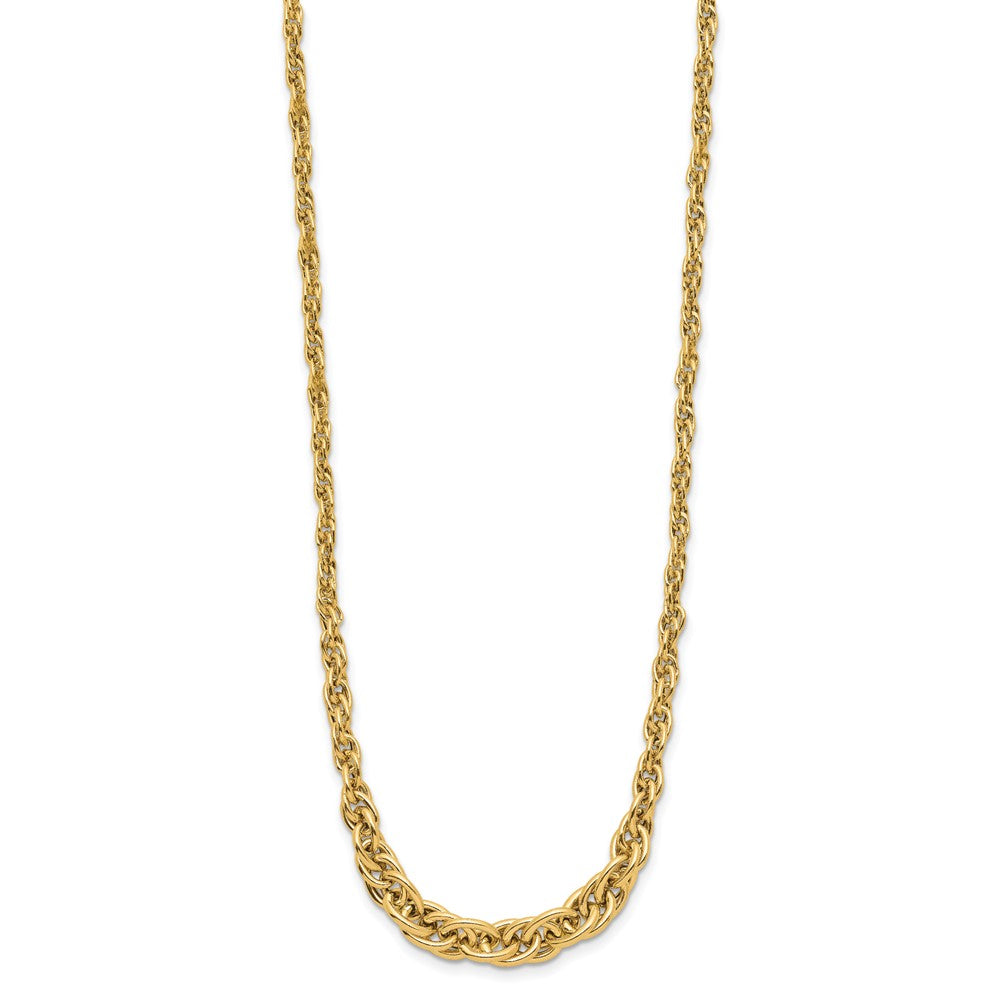 14K Polished Graduated Fancy Link Necklace