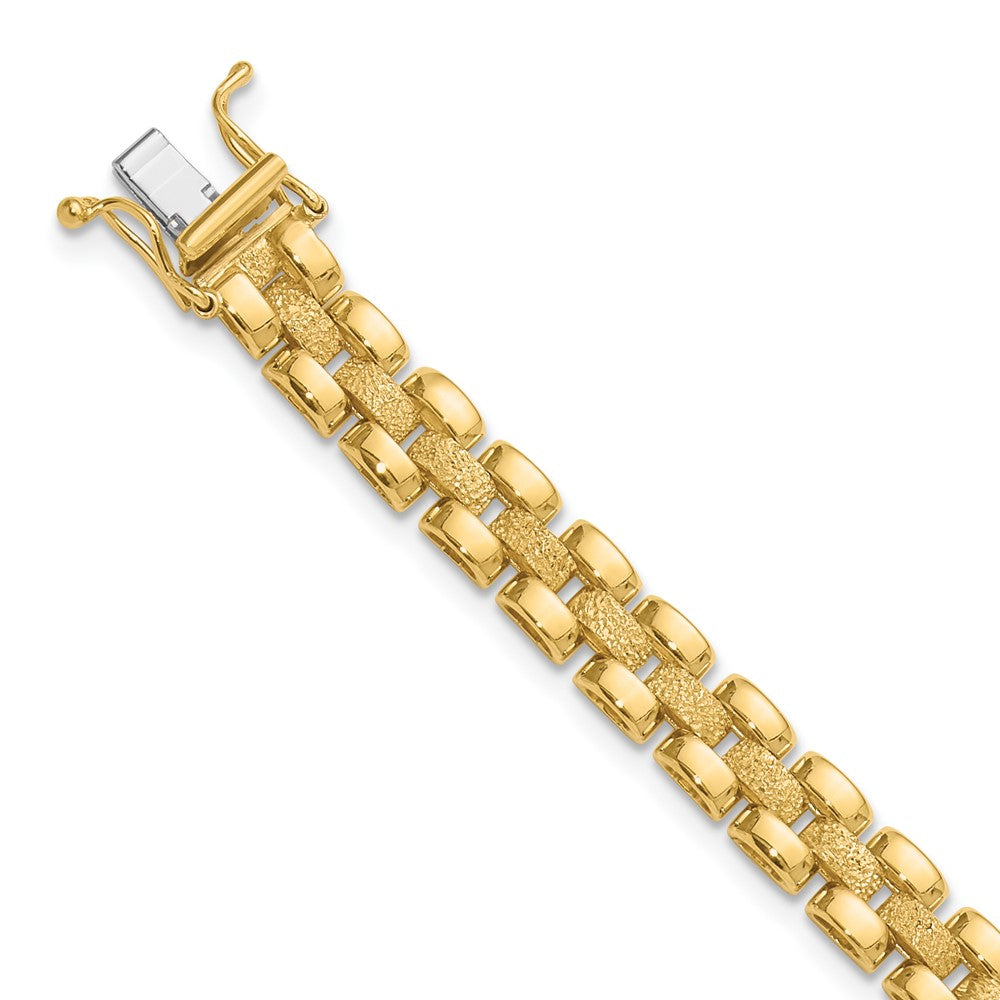 14K Polished and Textured Fancy Link Bracelet