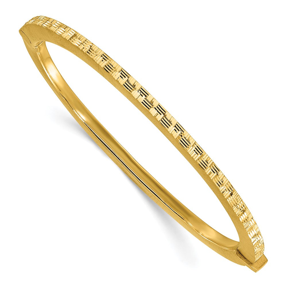 14K Polished and Diamond-cut Bangle