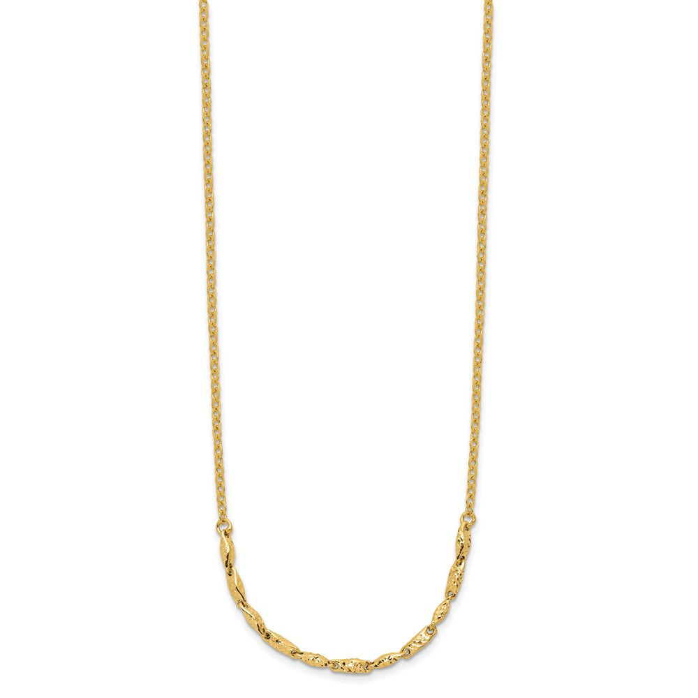 14K Polished and Diamond-cut with ext. Necklace