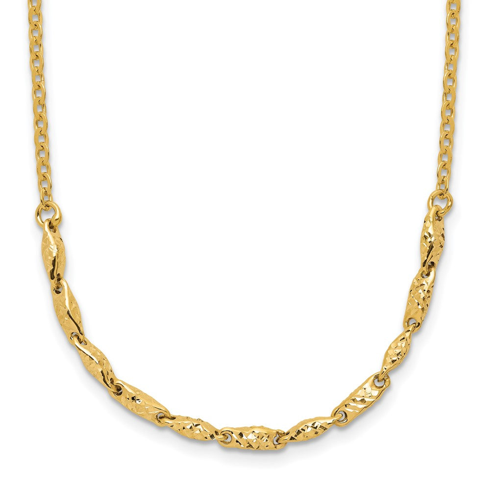 14K Polished and Diamond-cut with ext. Necklace