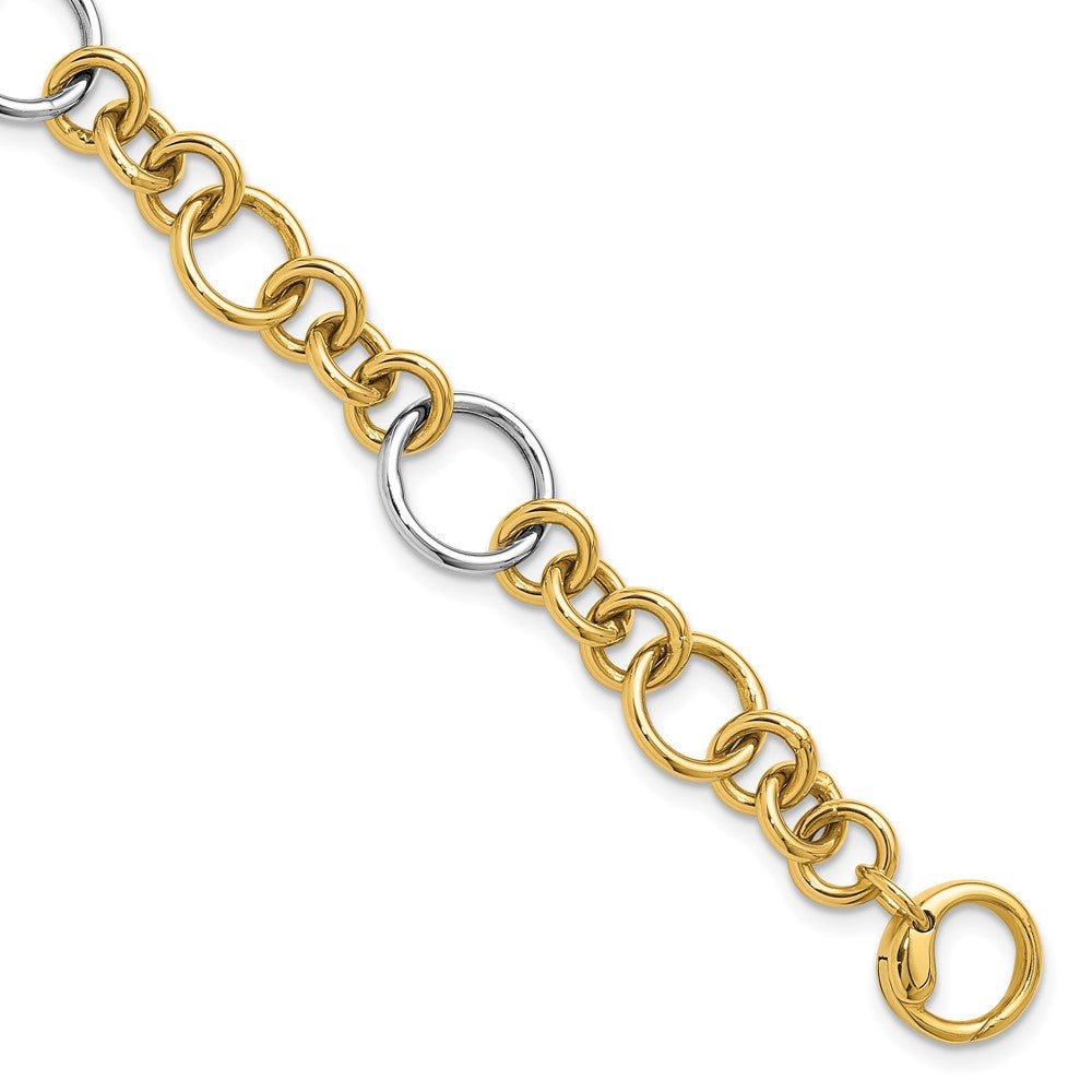 14K Two-Tone Polished Circle Links Bracelet