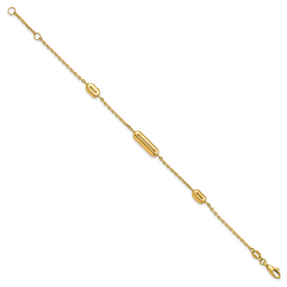 14K Polished Fancy Link with ext. Bracelet