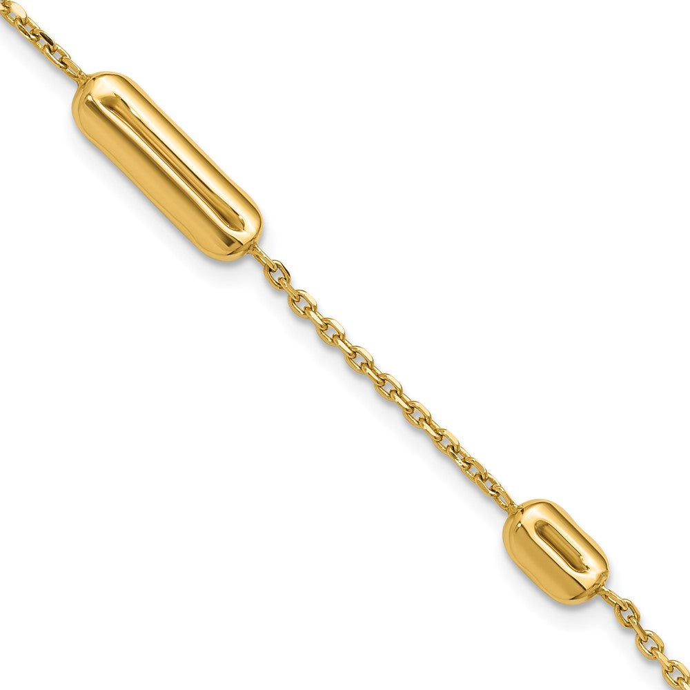 14K Polished Fancy Link with .75in ext. Bracelet