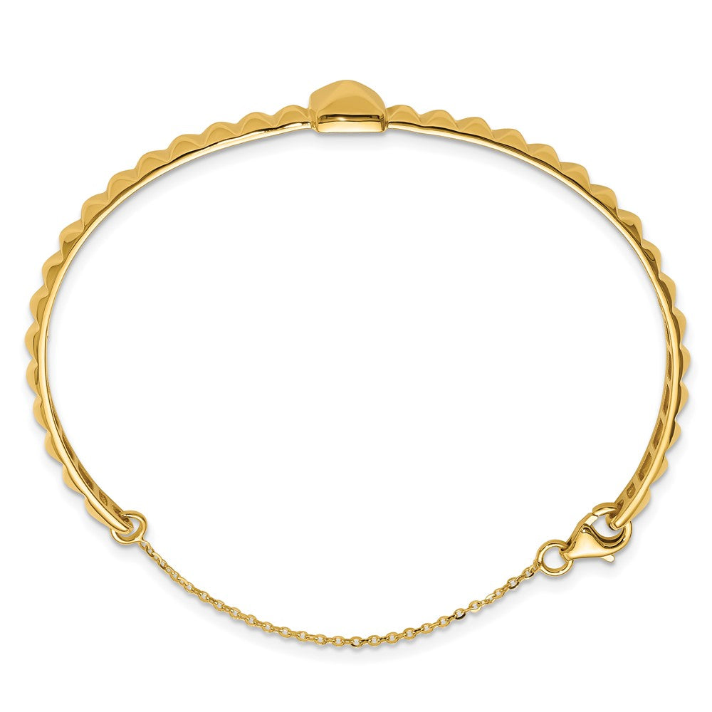 14K Polished Faceted with Chain Bangle