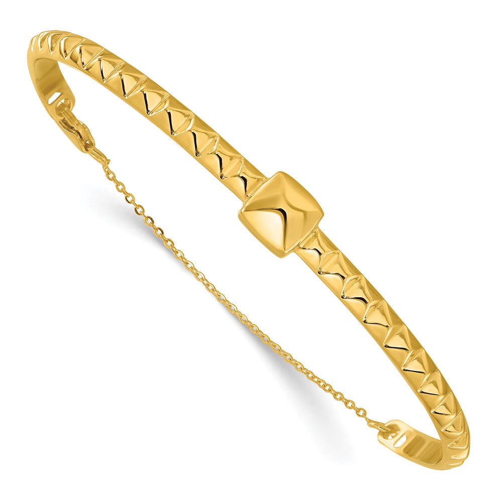 14K Polished Faceted with Chain Bangle