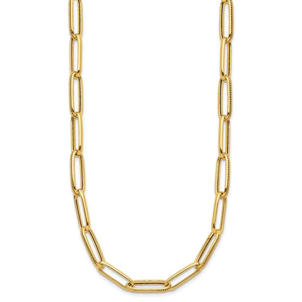 14K Polished and Textured Fancy Link Necklace