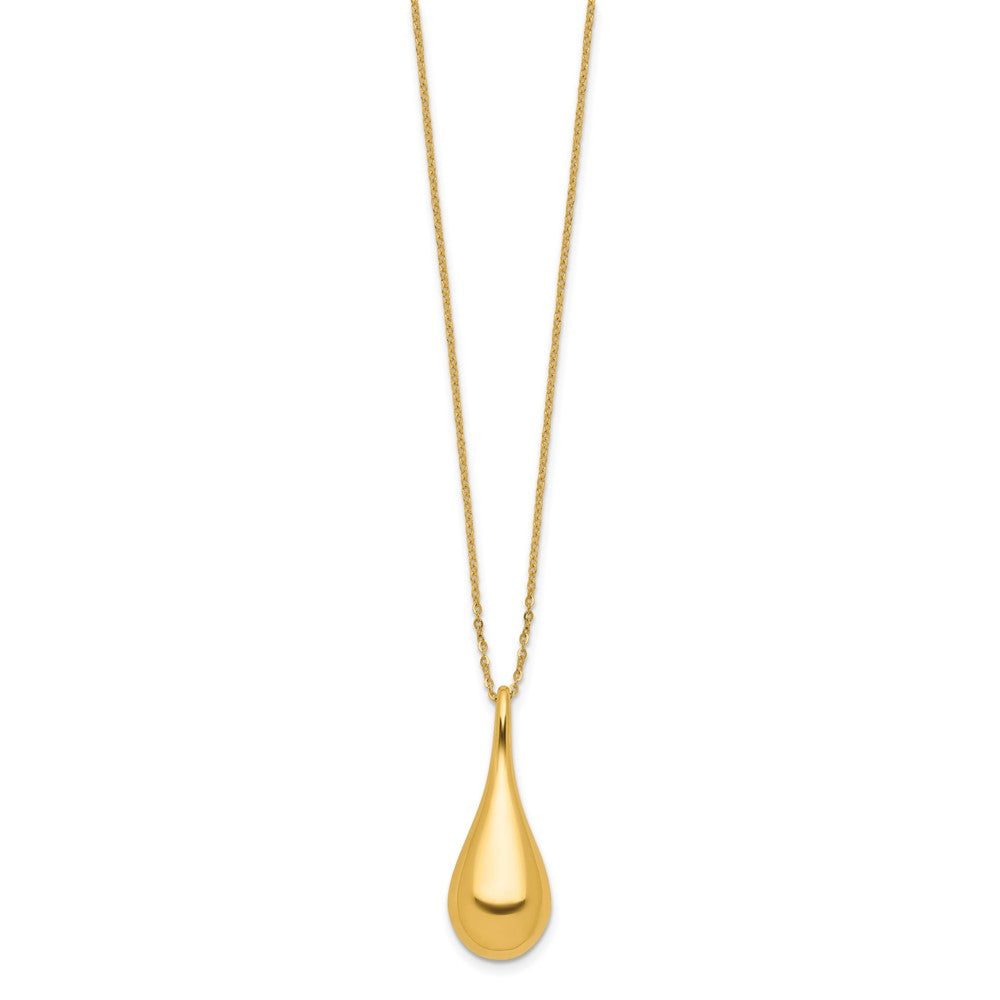 14K Polished Teardrop Pendant with extender Necklace