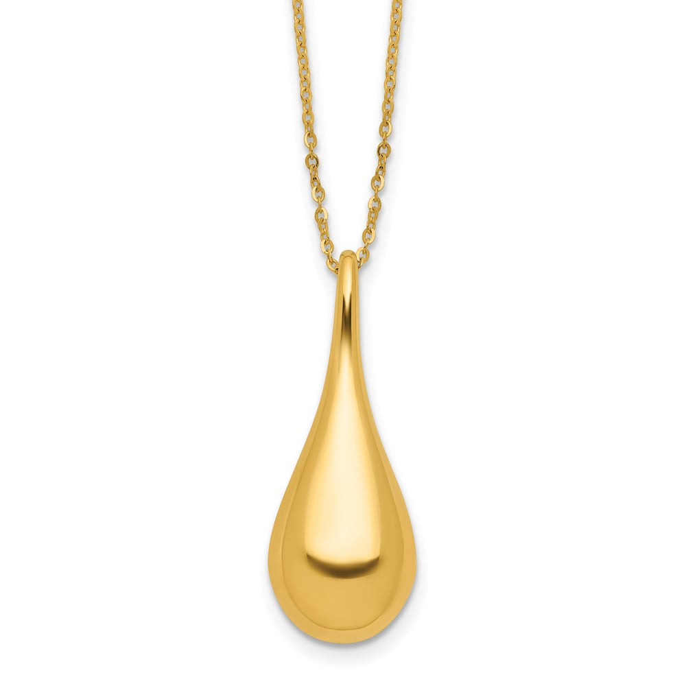 14K Polished Teardrop 16in w/2in ext. Necklace