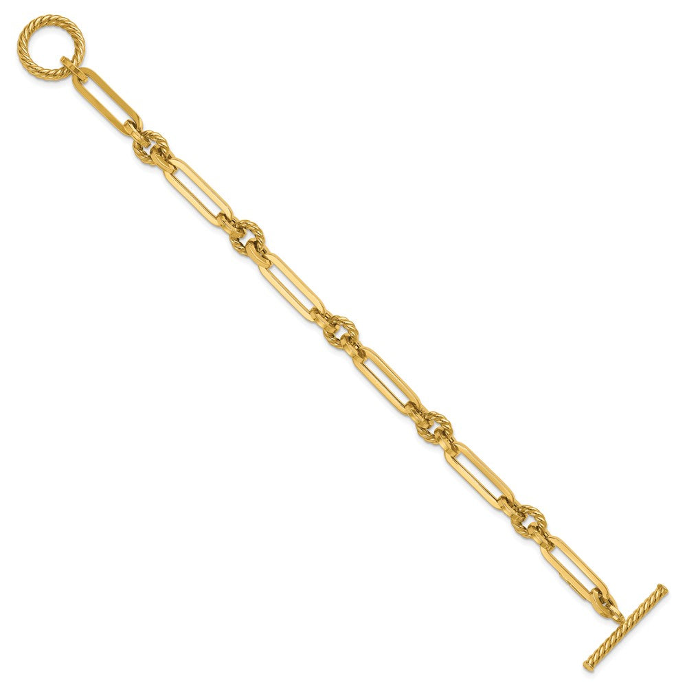 14K Polished Fancy Link Toggle Bracelet