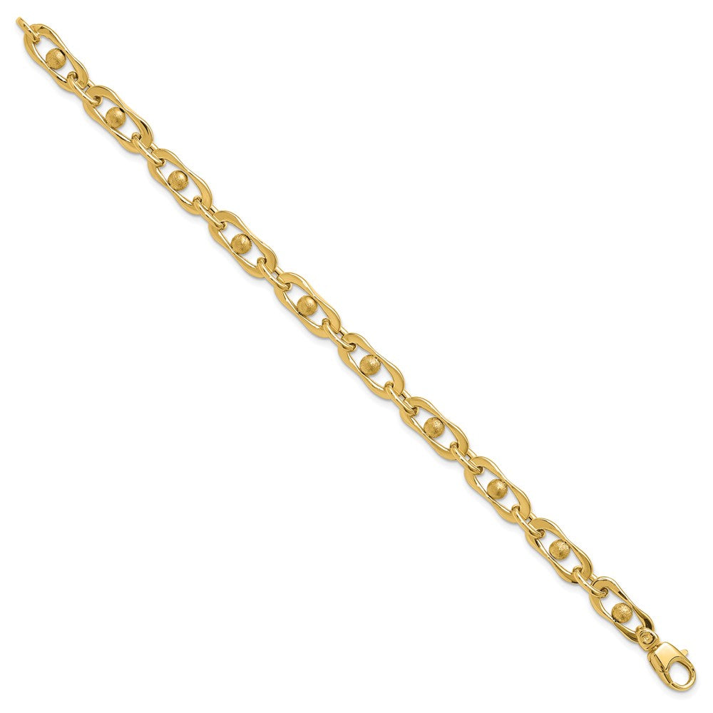 14K Polished and Satin Fancy Link Bracelet