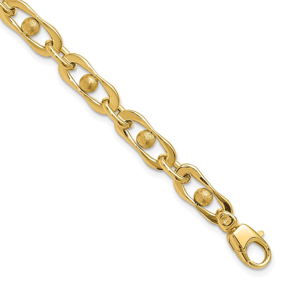 14K Polished and Satin Fancy Link Bracelet