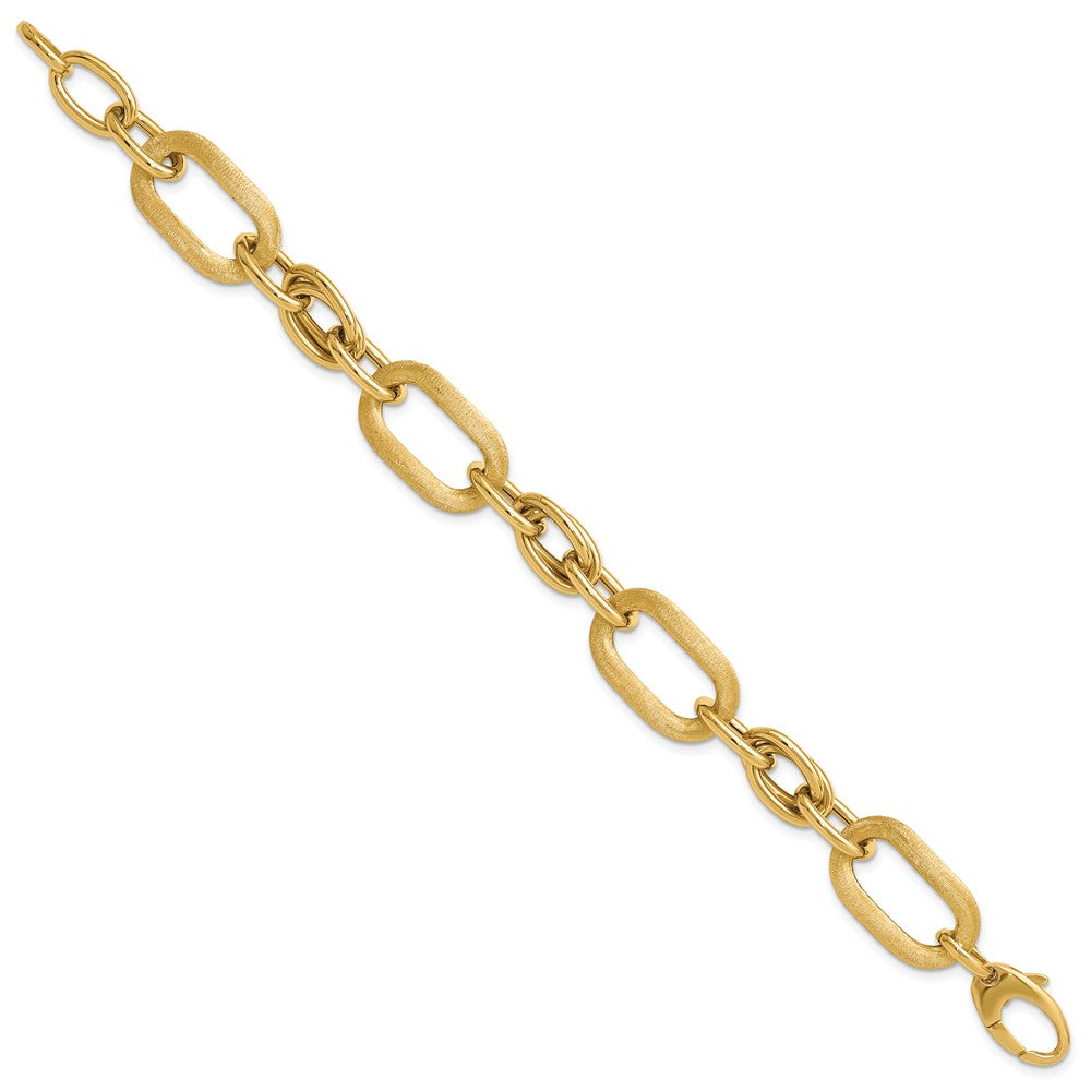 14K Polished and Satin Fancy Link Bracelet