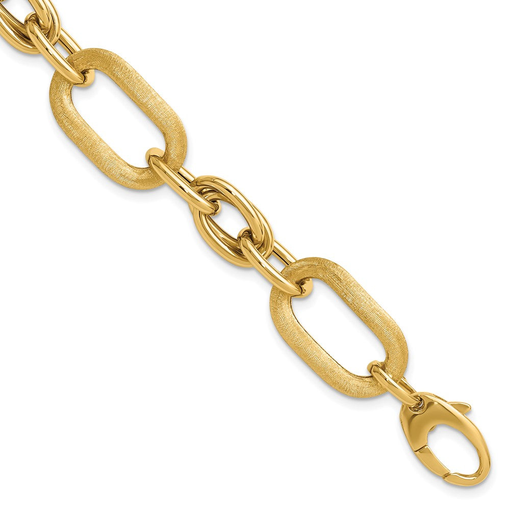 14K Polished and Satin Fancy Link Bracelet