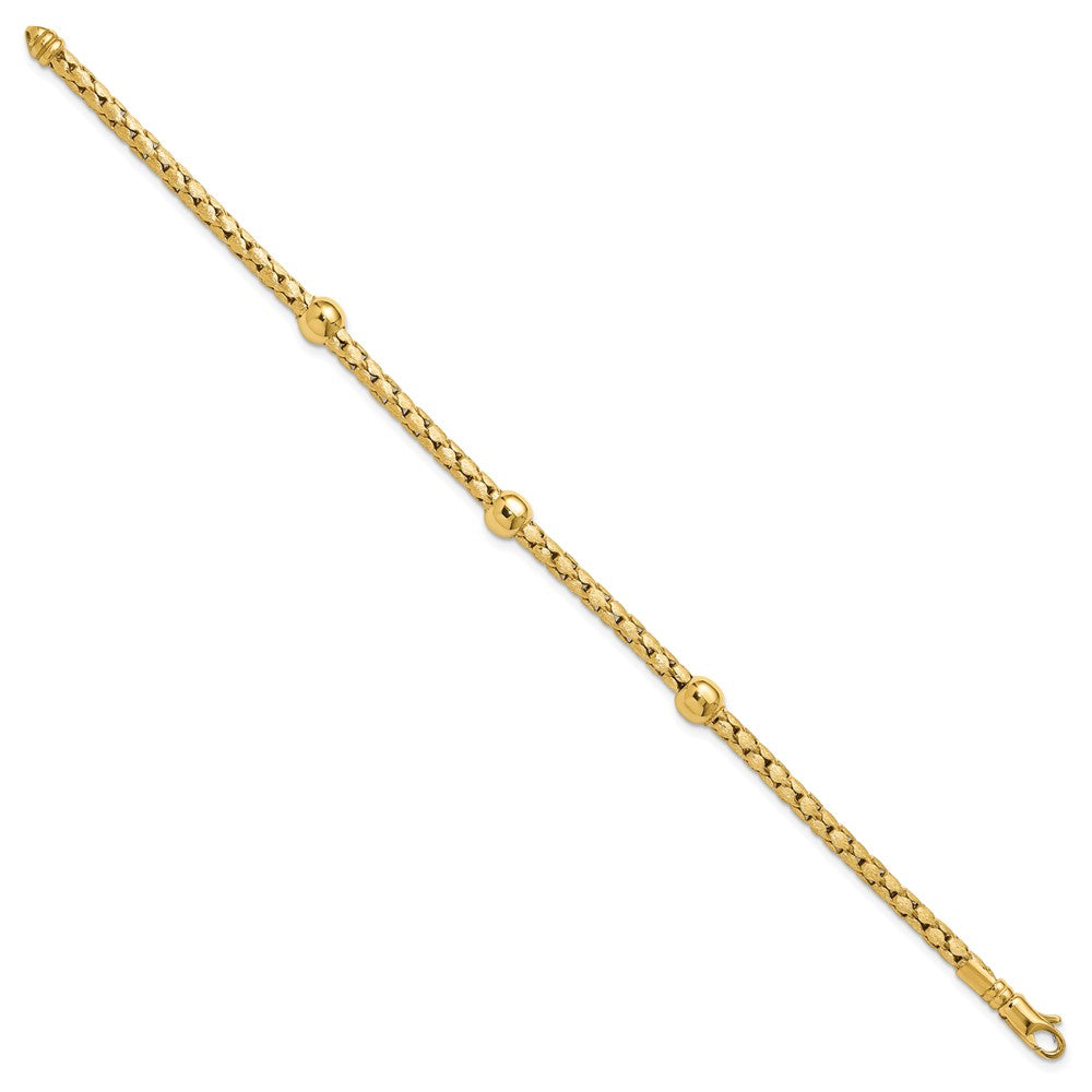 14K Polished and Satin Braided Bracelet