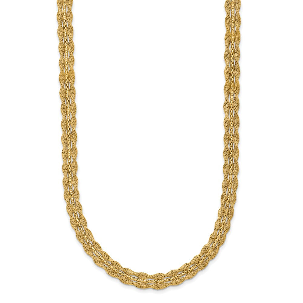 14K Polished Textured and Diamond-cut Fancy Necklace