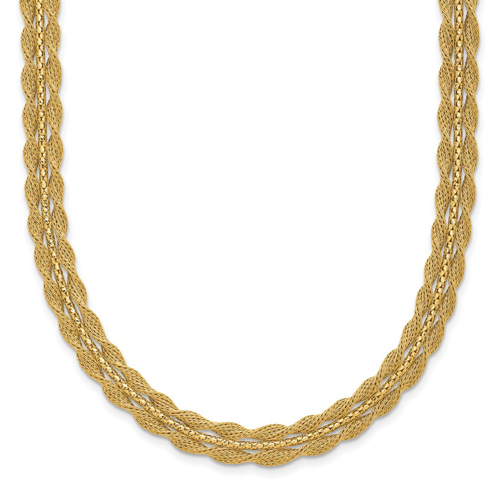 14K Polished/Textured and Diamond-cut Necklace