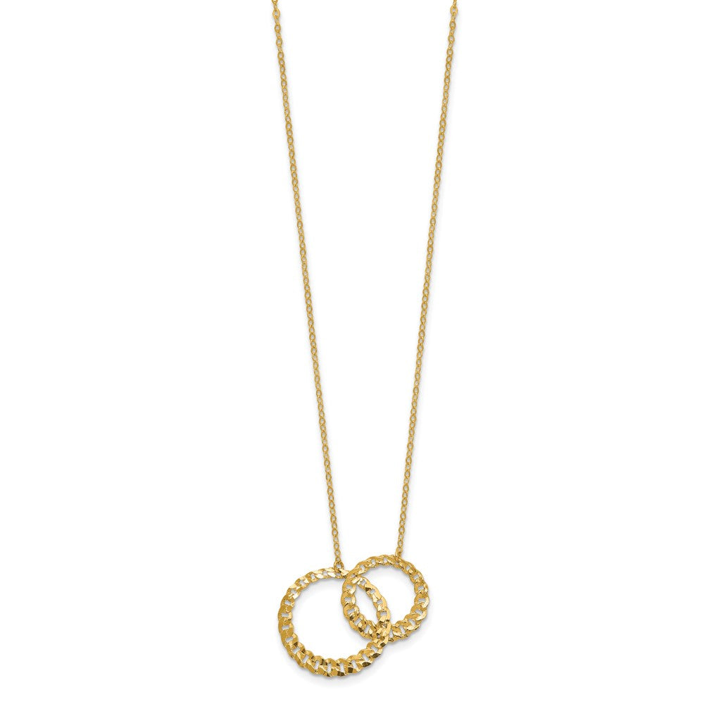 14K Polished and Diamond-cut Circles w/ ext. Necklace