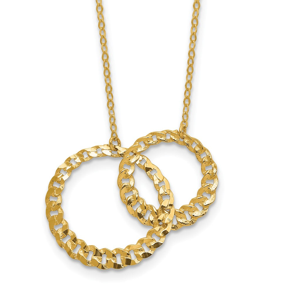 14K Polished and Diamond-cut Circles w/ ext. Necklace