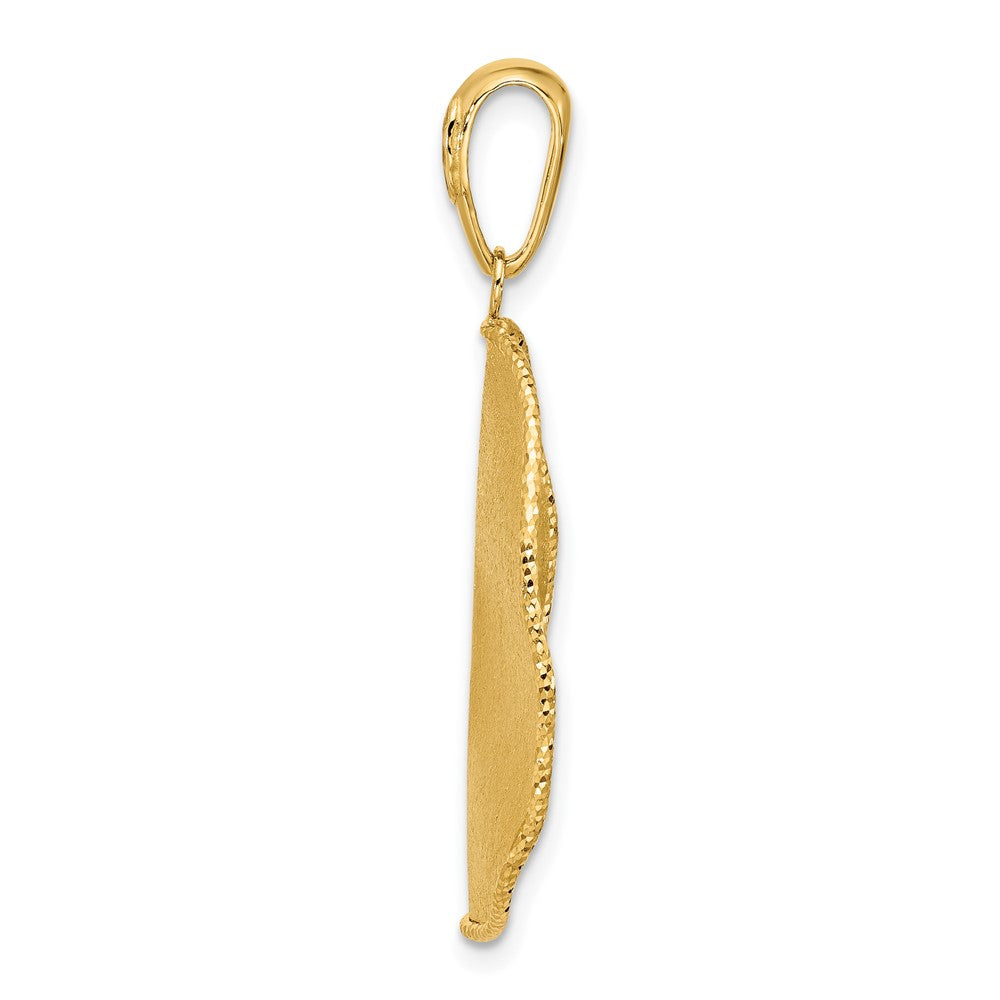 14K Two-tone Polished and Satin Teardrop Pendant