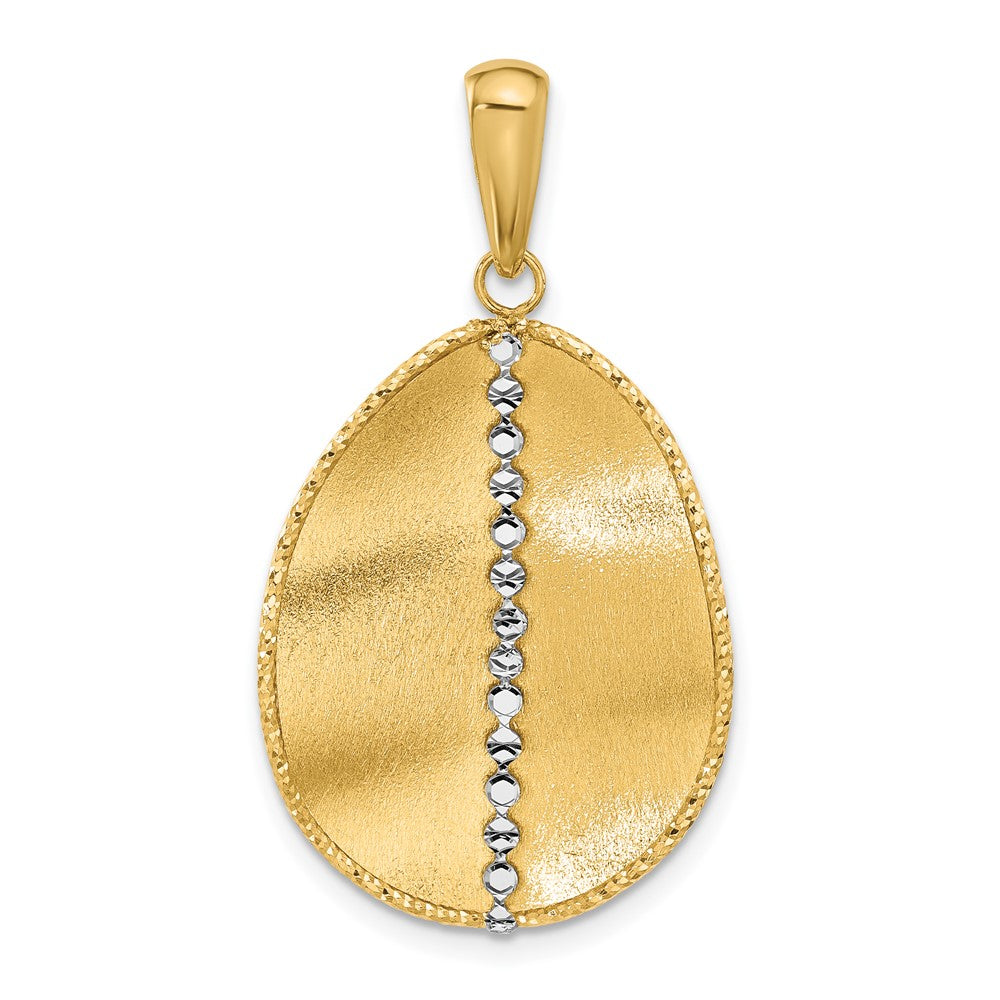 14K Two-tone Polished and Satin Teardrop Pendant